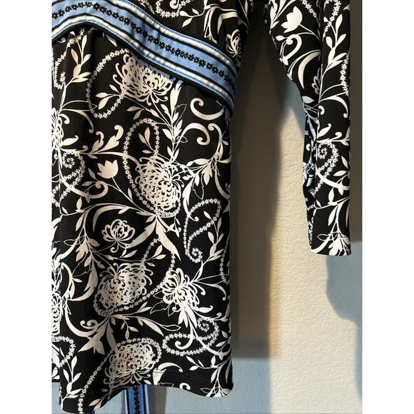 Ann Taylor Loft Women’s Large 3/4 Sleeve Blouse Top Floral Tie Waist Slimming - Picture 4 of 8